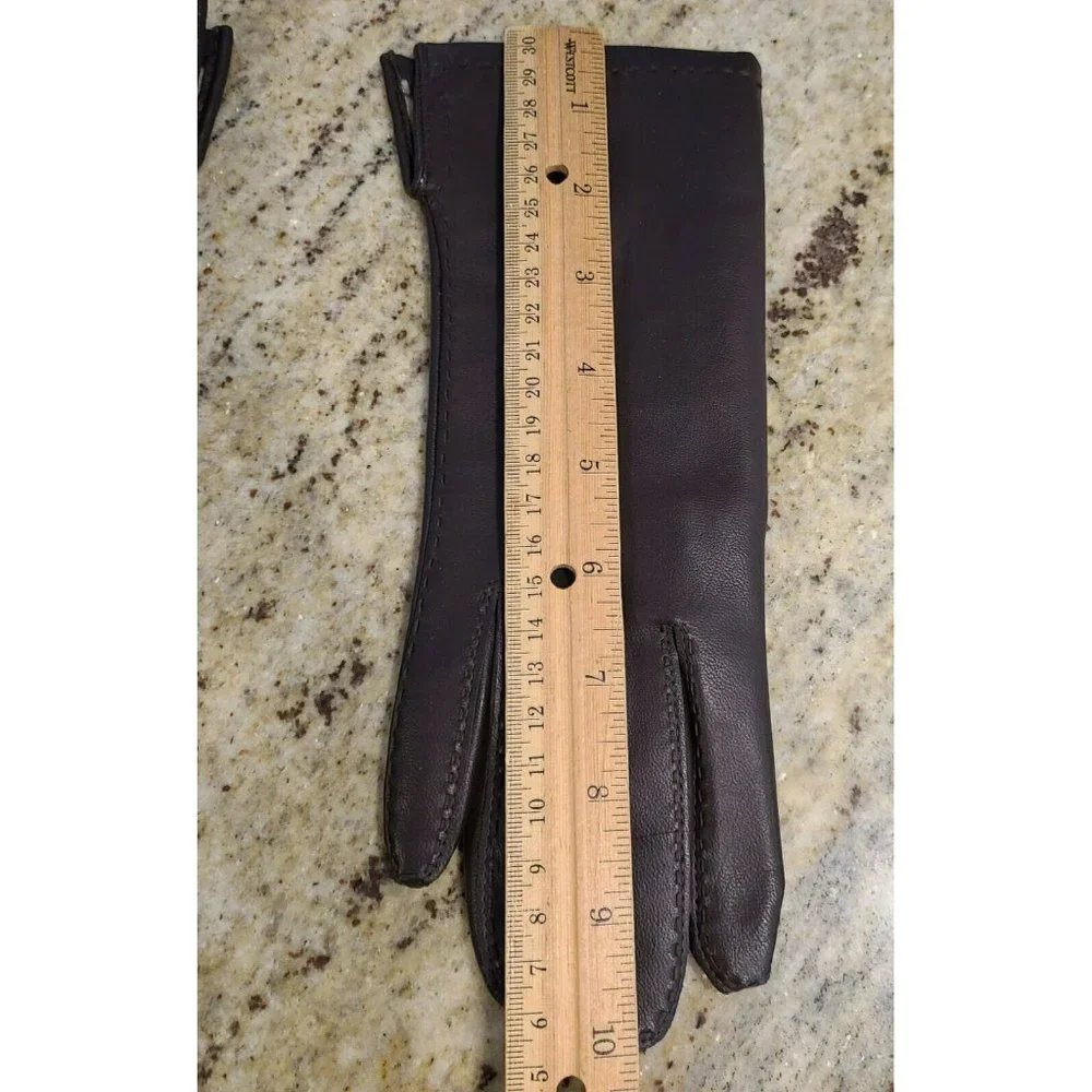 Vintage Fownes Vinyl Acrylic Lined Brown Driving Gloves Women's M/L Stitching